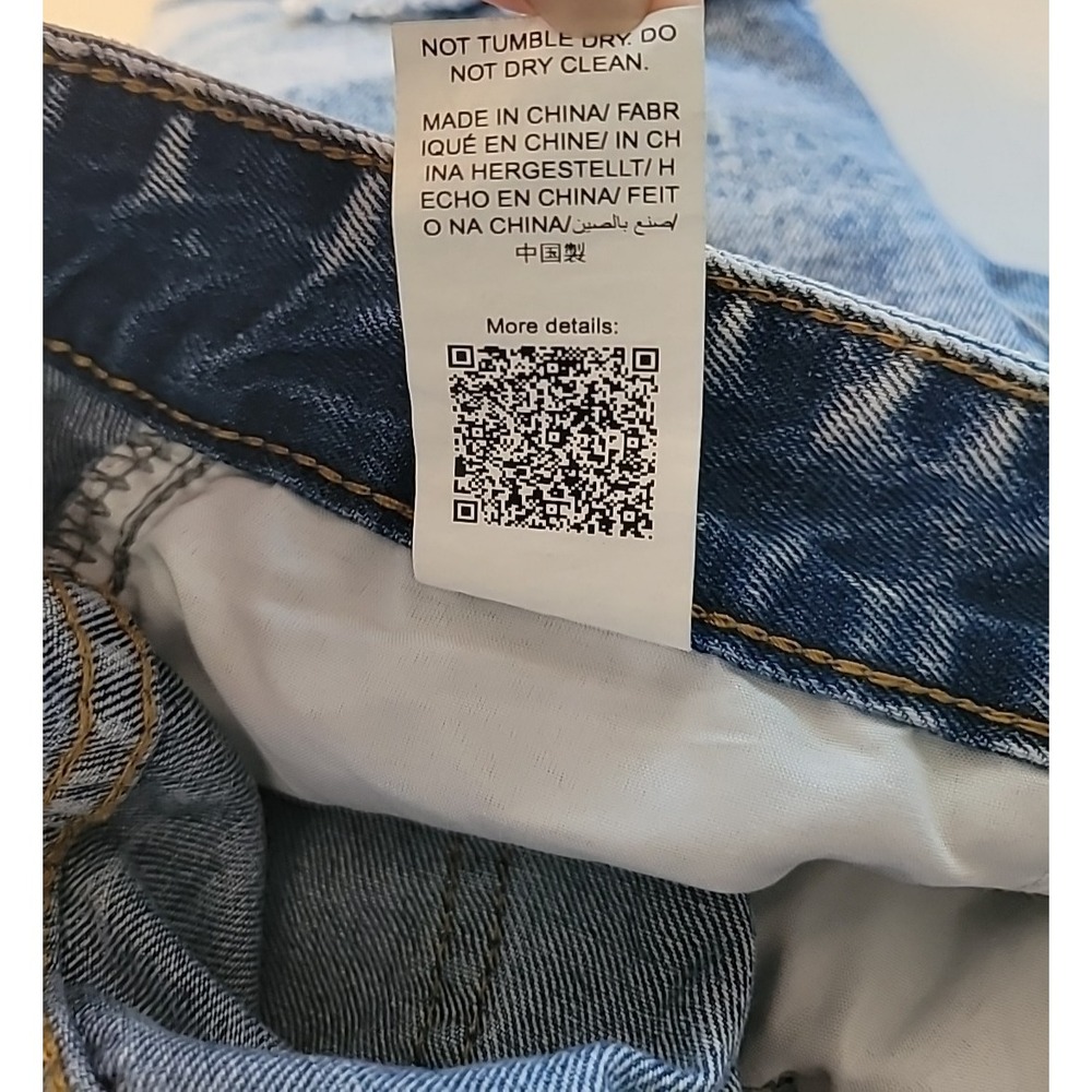 Smiley Face Denim Shorts Womens L Distressed Cut Off Festival Summer - Picture 13 of 13